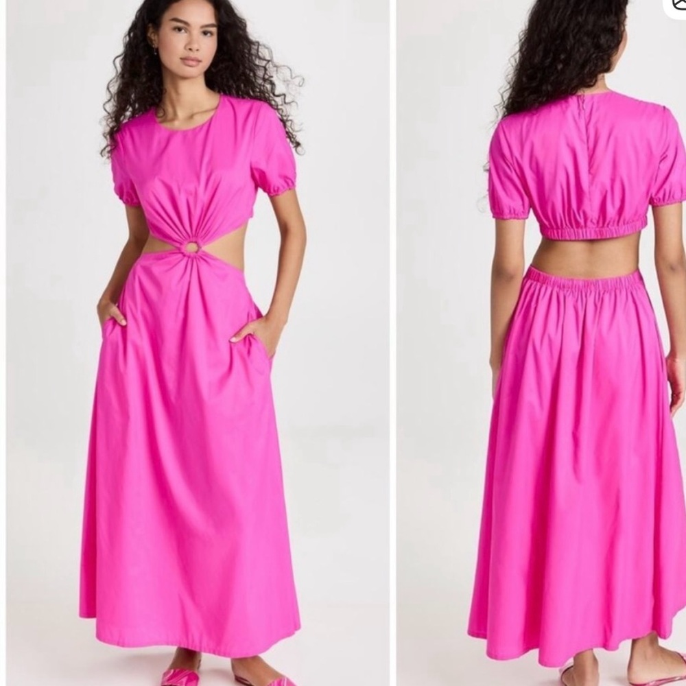 Staud Calypso Pink Maxi Dress with Cutout Detail